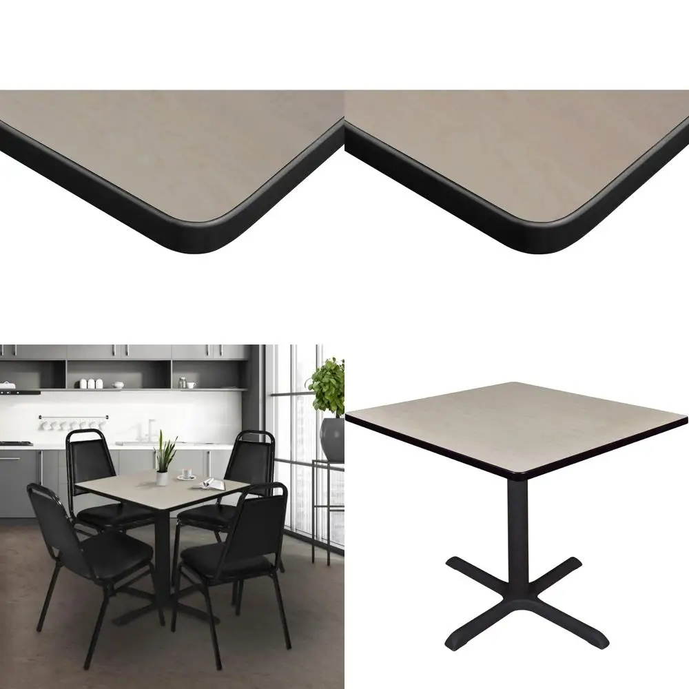

36 Inch Square Maple Breakroom Table with X-Base