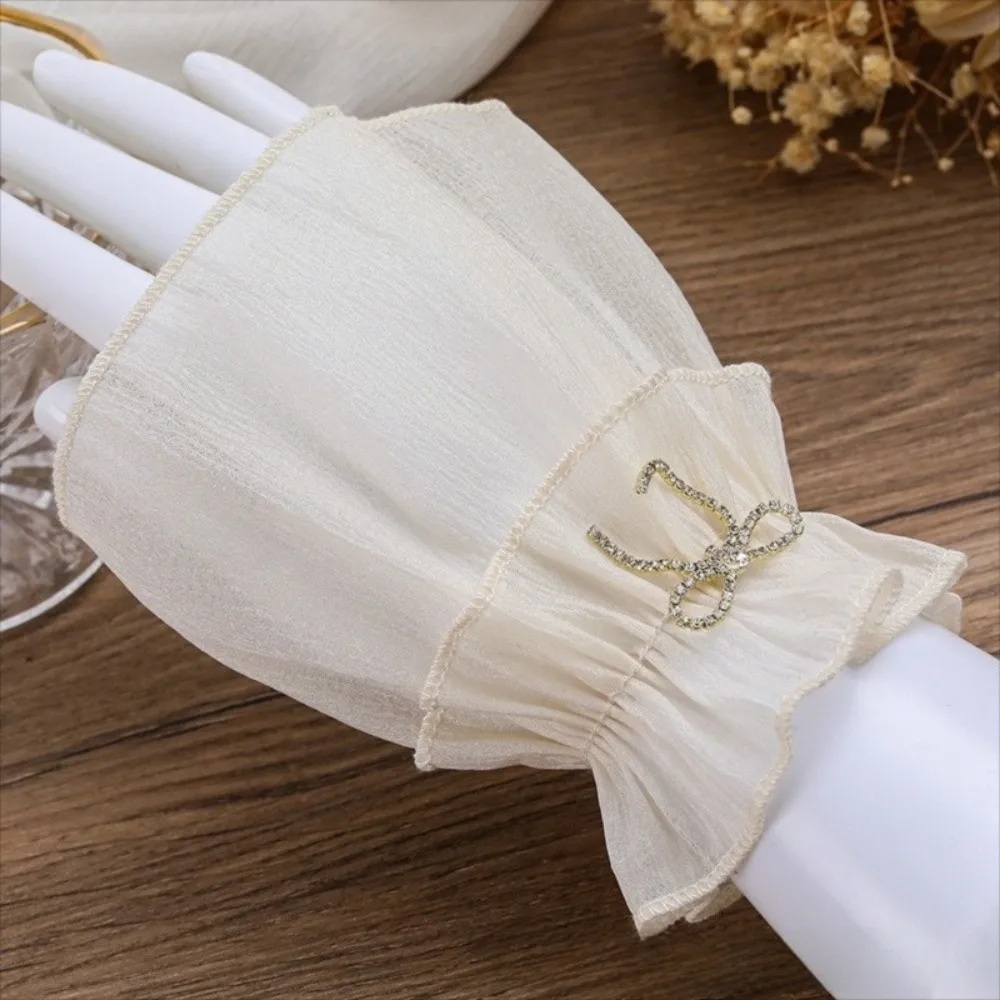 Picture 7: Ruched Pleated Detachable Cuffs Fingerless Gloves Nail Art Accessories Lace Fake Sleeves Cuffs Crystal Fake Flared Sleeves