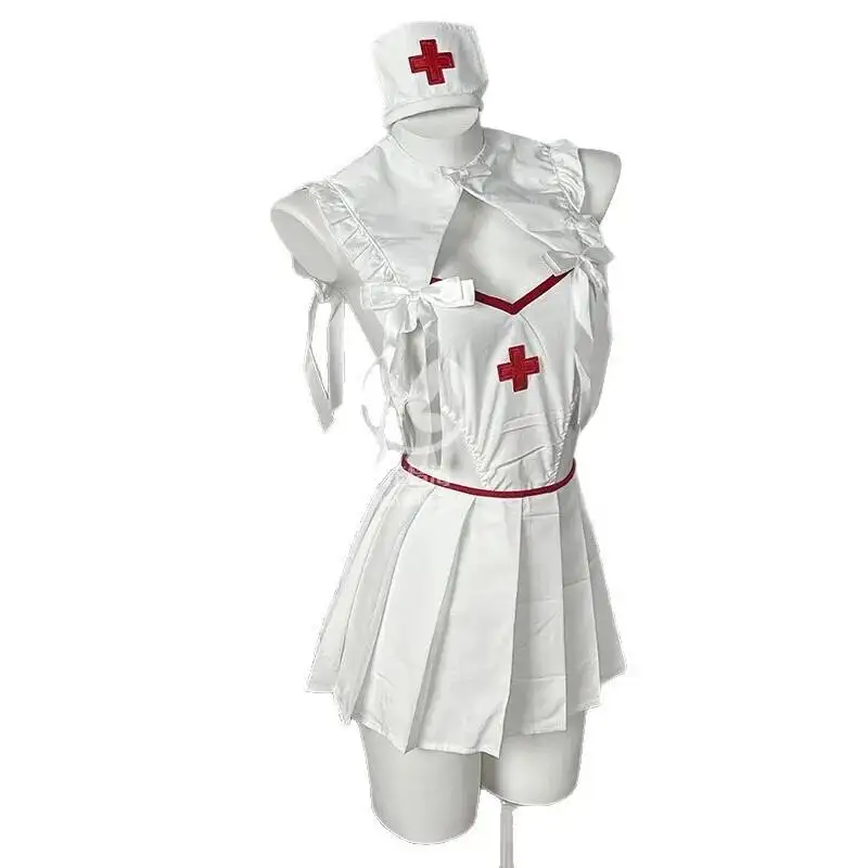 Floral Passion Sexy Dessous im Pure Desire-Stil, unschuldige kleine Krankenschwester, Pyjama für kleine Brüste, Rollenspiel-Uniform-Set für Frauen JW41