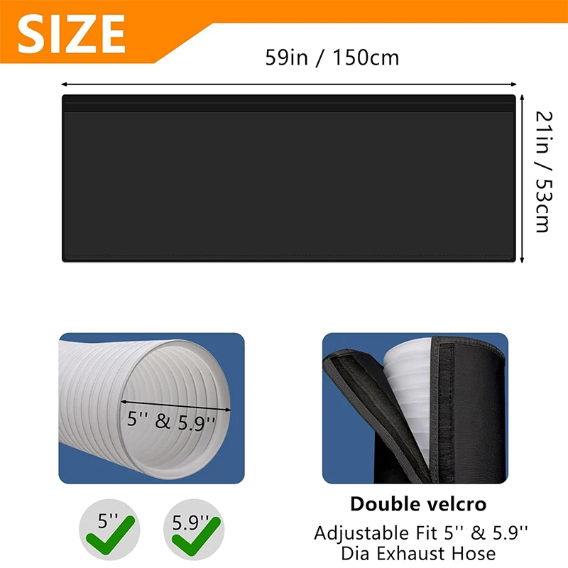 Portable AC Exhaust Hose Insulation Cover Heat Resistant Air Conditioner Pipe Protective Sleeve With Fastening Straps Hose Cover