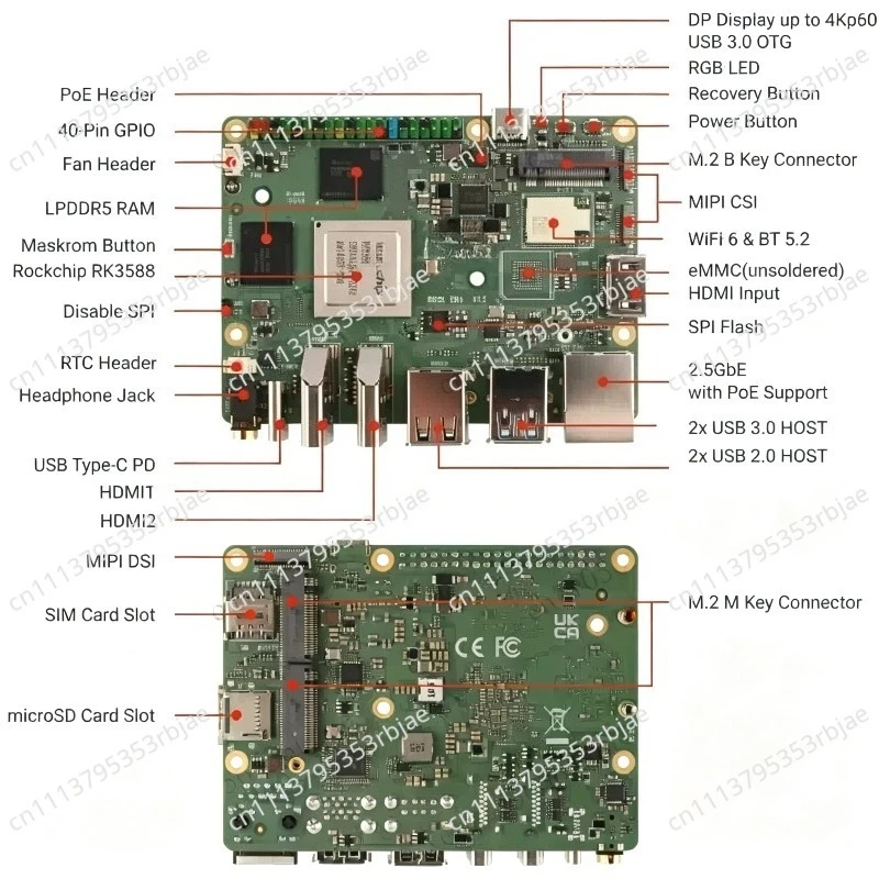 ROCK 5B+ Embedded Development Board RK3588 Octa-Core Processor with 8K HDMI Multimedia Support