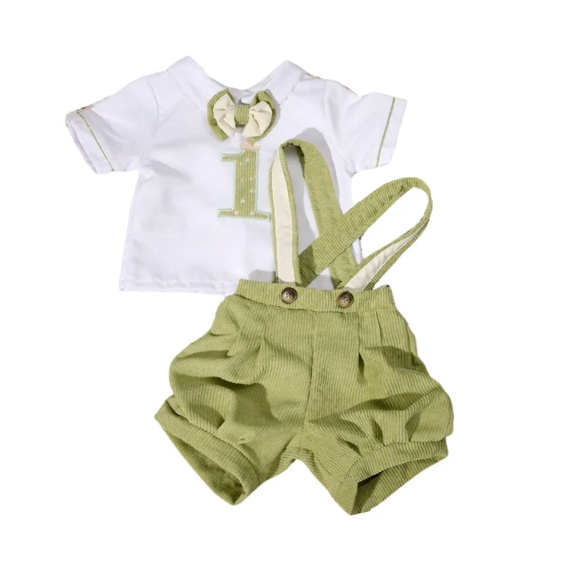 

Bowknot Shirt & Romper Gentleman Outfit Photography Props Costume Infant Supply QX2D