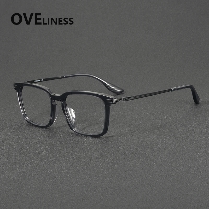 

2026 Acetate Titanium Glasses Frame Men Brand Design Eyeglasses Frame Full Square Japanese Ultralight High Quality Eyewear