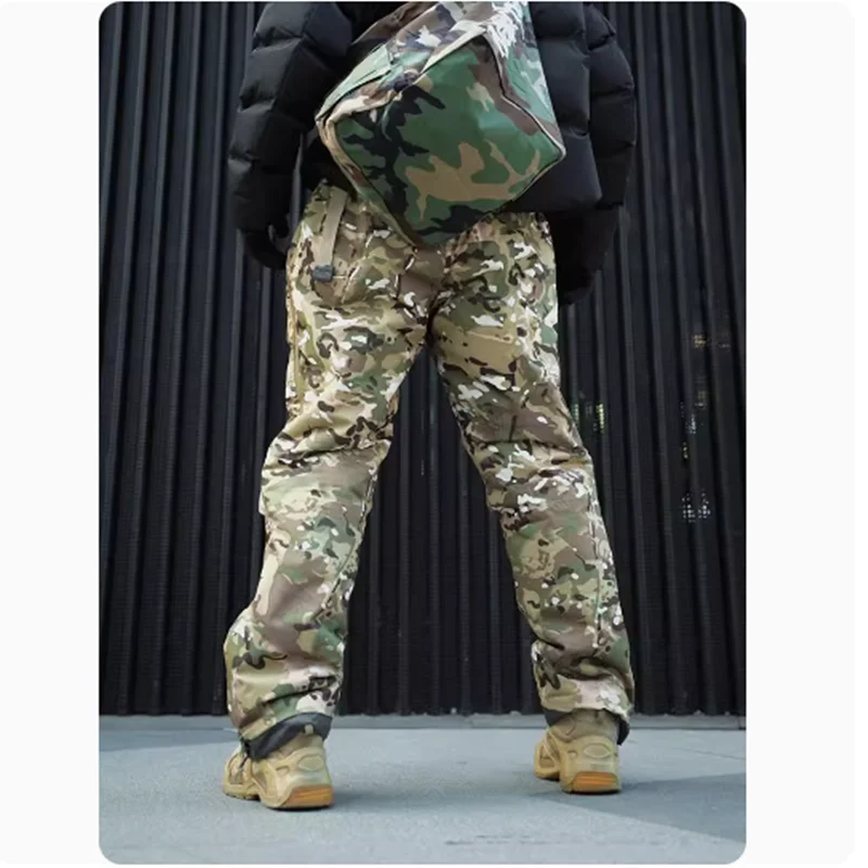 Winter Outdoor Tactical Army Thickened Cotton Pants Waterproof Ski Pants Camo Rush Trousers Trekking Camping Hiking Loose Longs