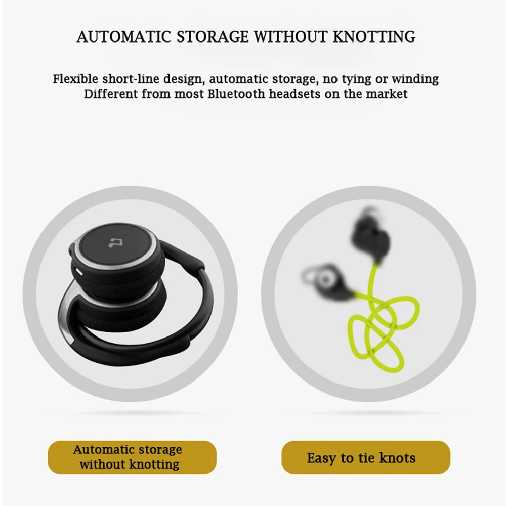 A003 AX-698 سماعات رأس رياضية بلوتوث تدعم 32 جيجا TF بطاقة راديو FM سماعات رأس لاسلكية محمولة باللون الأسود