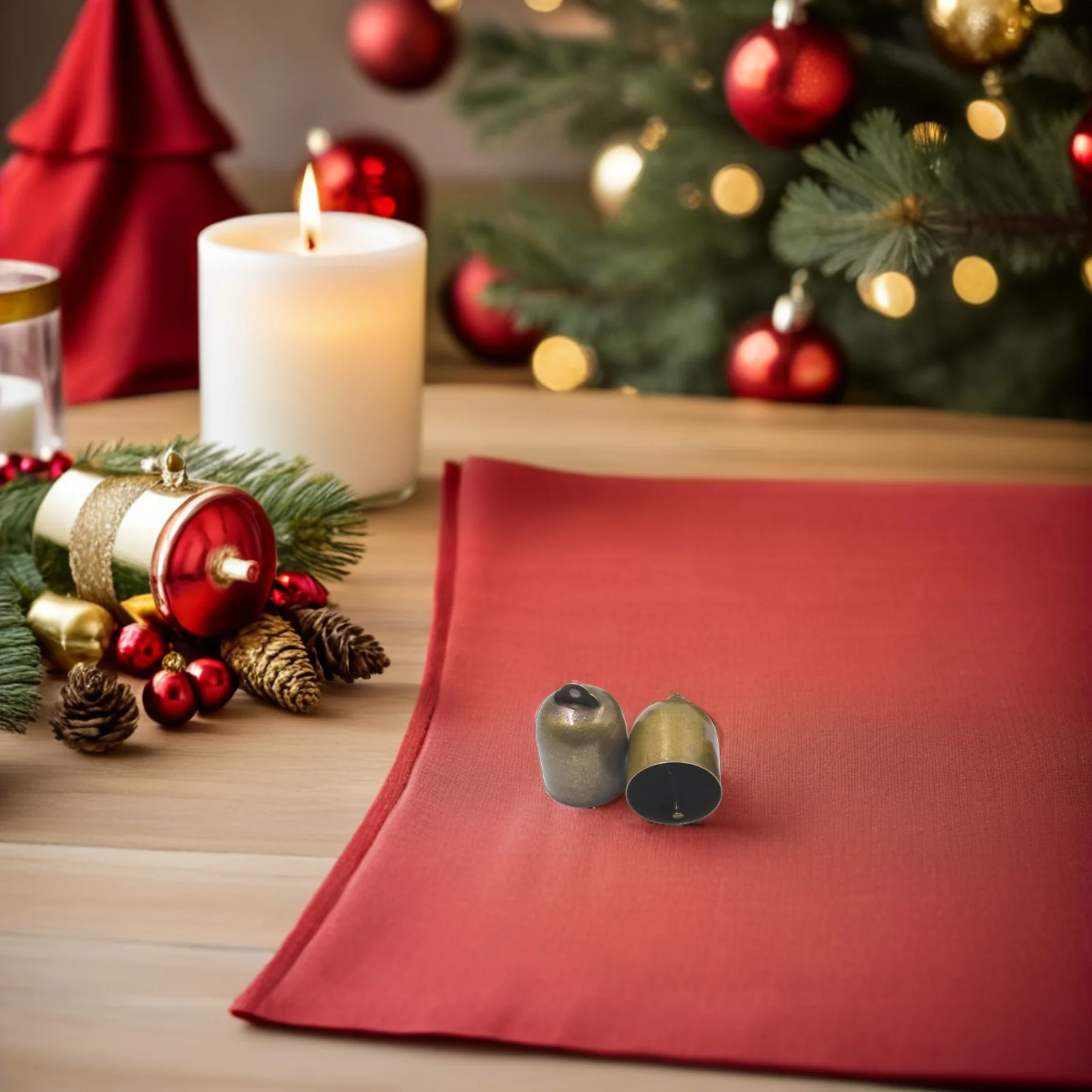 

20Pcs Small Copper Bell Vintage Brass Ornament Christmas Decoration Wind Chimes Craft Accessories Elegant Design