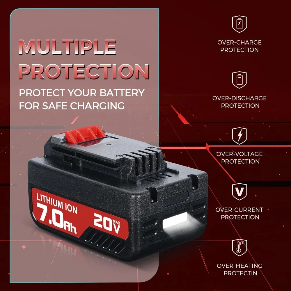 2Pack 7.0Ah 20V Replacement for Porter Cable 20V Battery Compatible with Porter Cable Battery