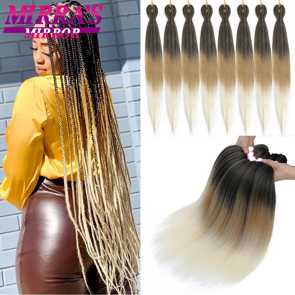 30" Ombre Brown Pre Stretched Braiding Hair YAKI Straight Jumbo Braids Hair Extensions Synthetic Bulk Hair Wholesale Fake Hair