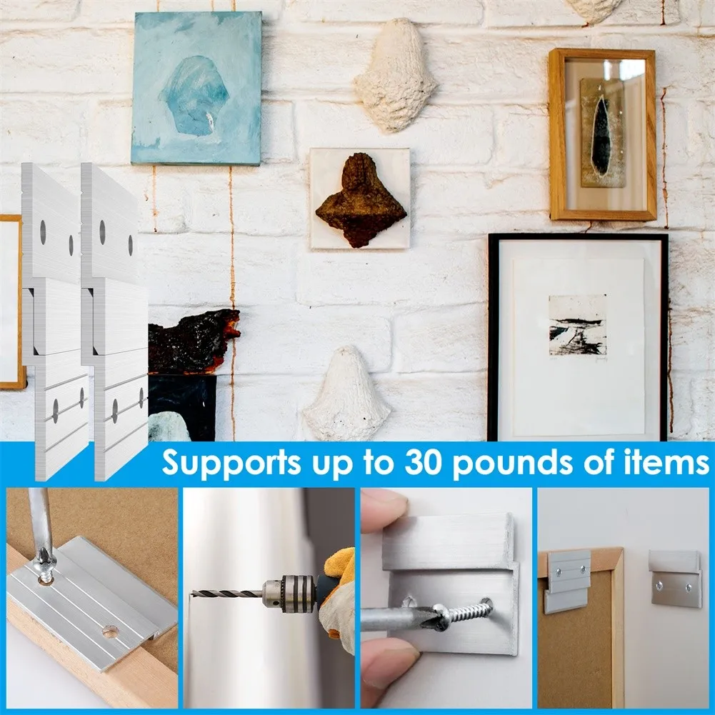 Aluminum Alloy Z Shaped Wall Cleat Brackets Heavy Duty Picture Mirror Frame Hanger 10 Pairs Fixture Hardware Accessories