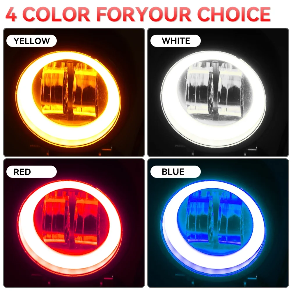 Waterproof Round Angel Eyes LED light Portable Spotlights Motorcycle Offroad Truck Driving Car Boat Work Light