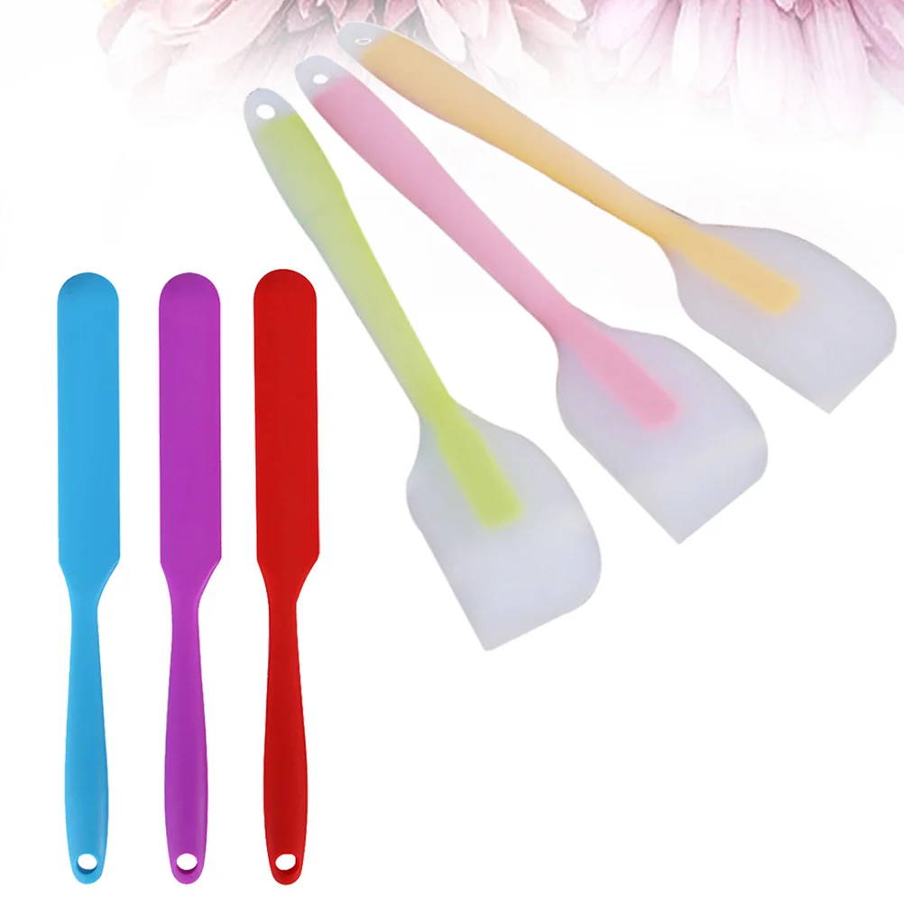 

6pcs Baking Silicone Tool Kit 3 Small Translucent Scrapers 3 Oil Mixing Spatulas For Cake Butter Jam Cream Diy Hair Color