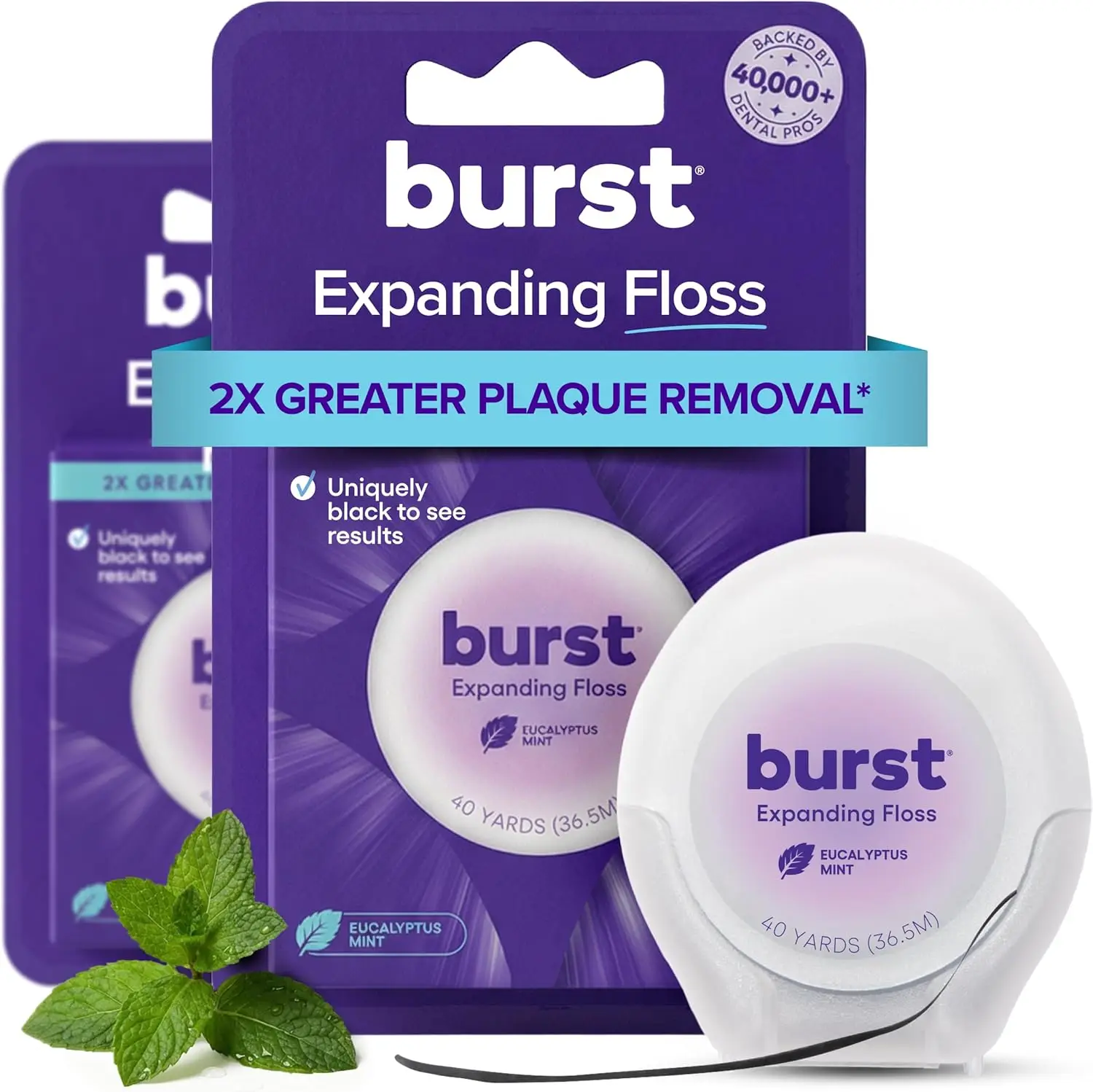 

Expanding Dental Floss Mint 80Yds, Stain Absorbing, Xylitol Coated, Vegan