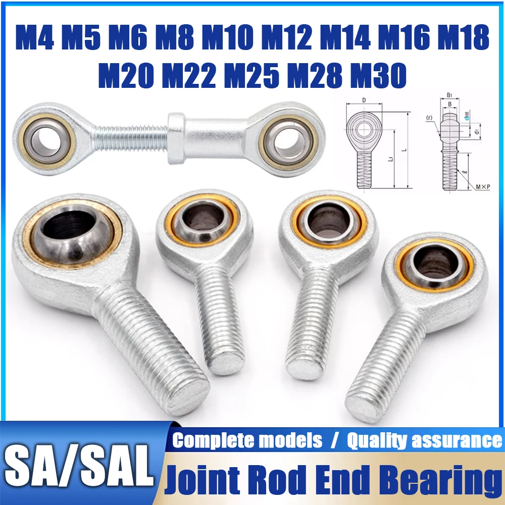 Rod End Spherical Bearings M4 M5 M6 M8 M10 M12 M14 M16 M18-M30 Male/Female SA SAL T/K Ball Joint Metric Threaded Rod End Bearing