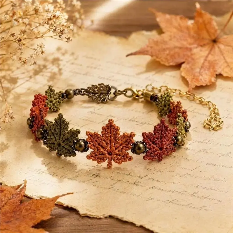 ABKO-Relaxing Botanical Bracelet Kit Handmade For Crochet Kit For Beginners Diy Bracelet Set For Crochet Practice