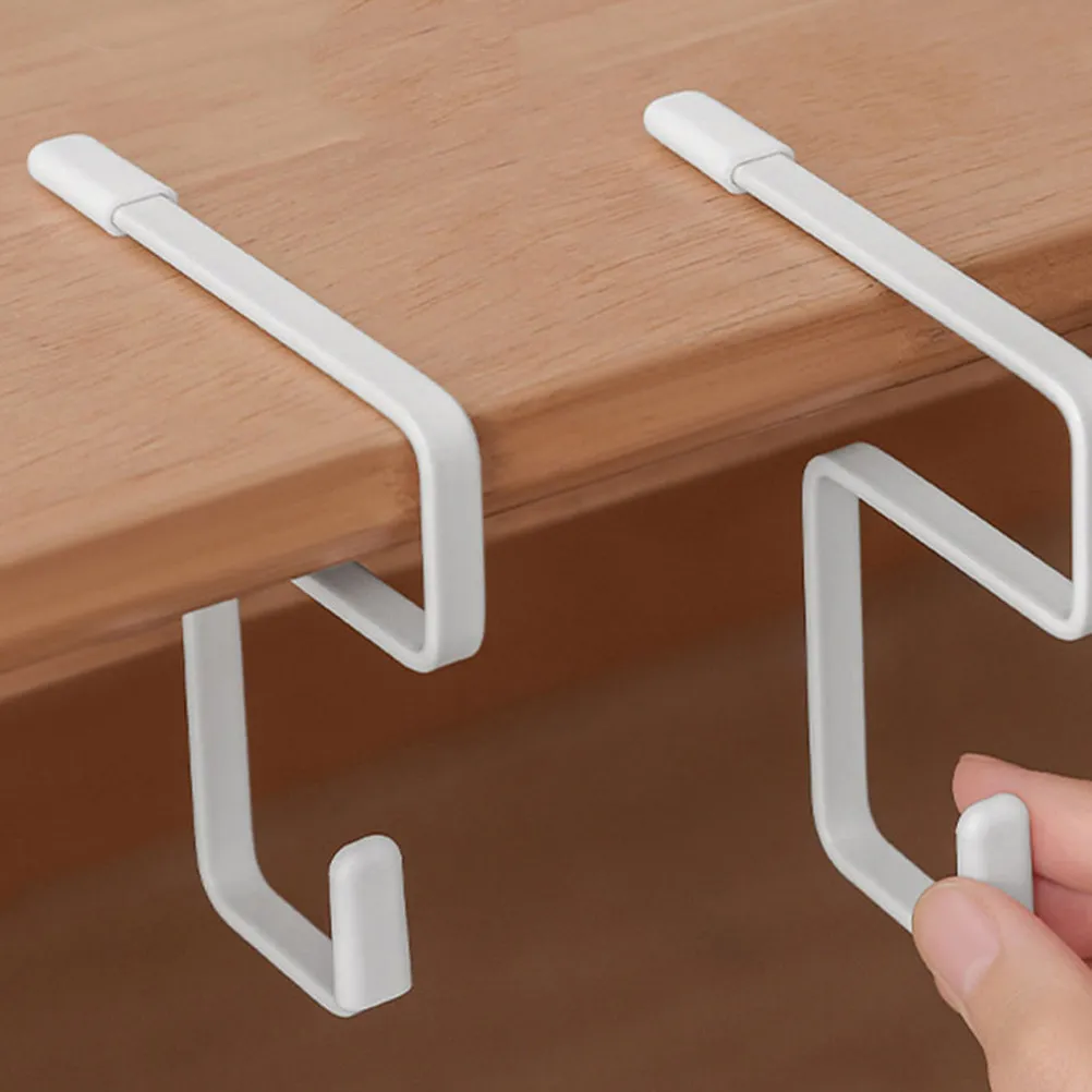 6Pcs Removable Desk Backpack Hook Iron Material No-Nail Table Bag Hanger Student Desk Side Hook Sleek Stylish Space Saving