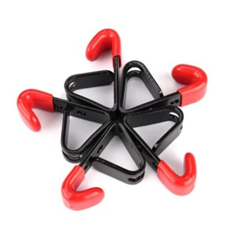 Garage Garden Tool Steel Wall Mount Hooks 10 Pack Black+Red