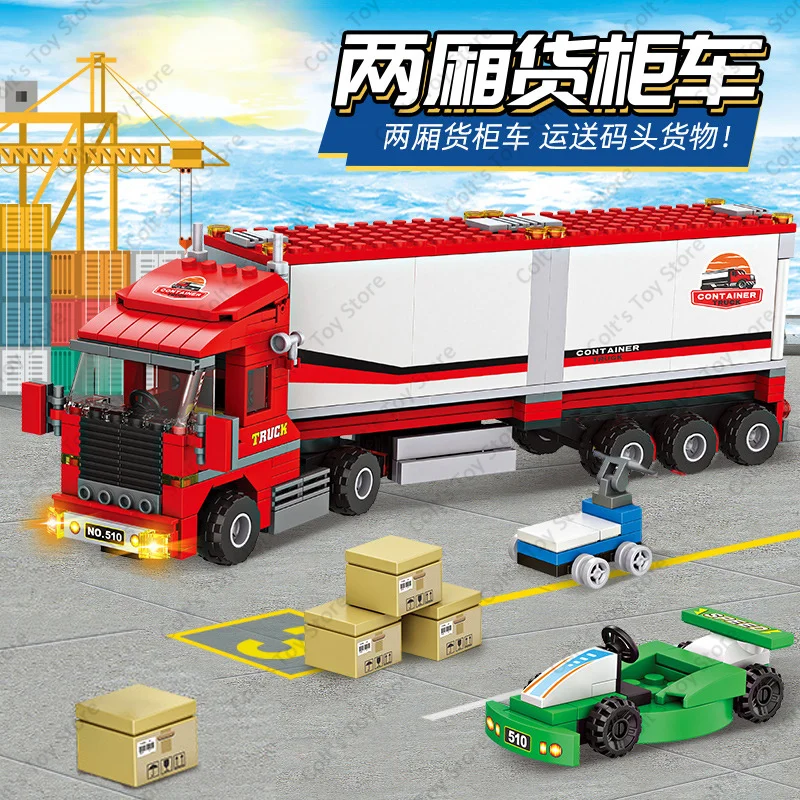 2024 giochi creativi City Modern Delivery Truck Building Blocks Classic Urban Freight Car Model Bricks Kid Toy regali di compleanno fai da te