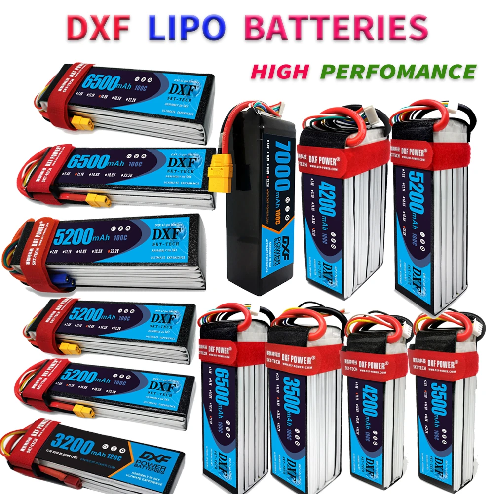 DXF Graphene 3S 4S 6S 3200mah 3500mah 4200mah 5200mah 6000mah 7000mah 100C/200C For 1/8 RC Car Helicopter Drone Boat  RC Parts