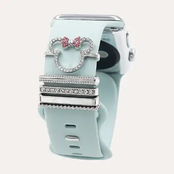 5個卡通老鼠水鑽錶帶環,可愛金屬錶帶掛飾,相容於iWatch系列 8 最佳銷售 蘋果手錶迪士尼 - №6