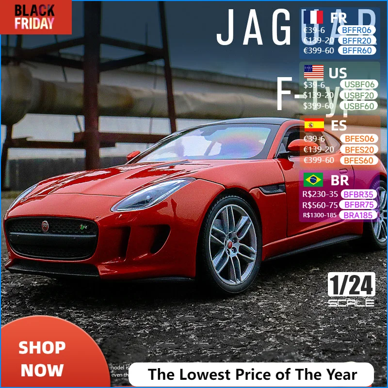 WELLY 1:24 JAGUAR F-Type Coupe Alloy Car Model Diecasts & Toy Vehicles Collect Car Toy Boy Birthday gifts