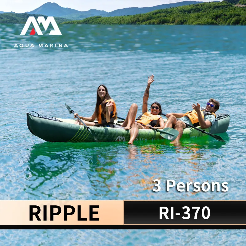 AQUA MARINA RIPPLE Inflatable Boat Outdoor Drifting Boat Inflatable Canoe Paddle Fishing Kayak Boat PVC Boat 3 Person Family