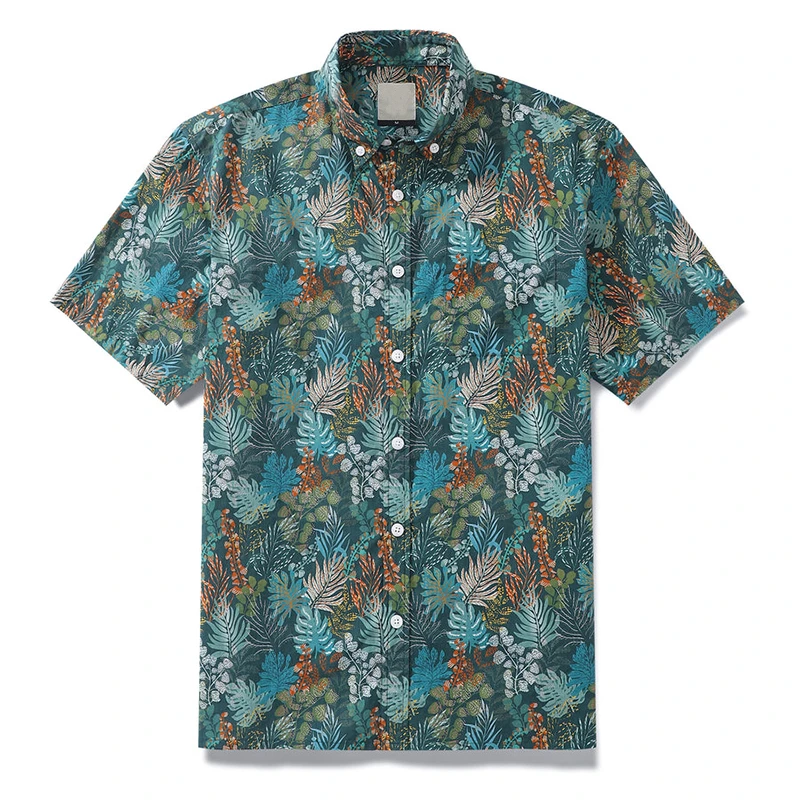 Hawaiian Flower Pattern Casual Mens Shirts Print With Short Sleeve For Korean Harajuku Clothing Blouse Oversized Floral Camisa