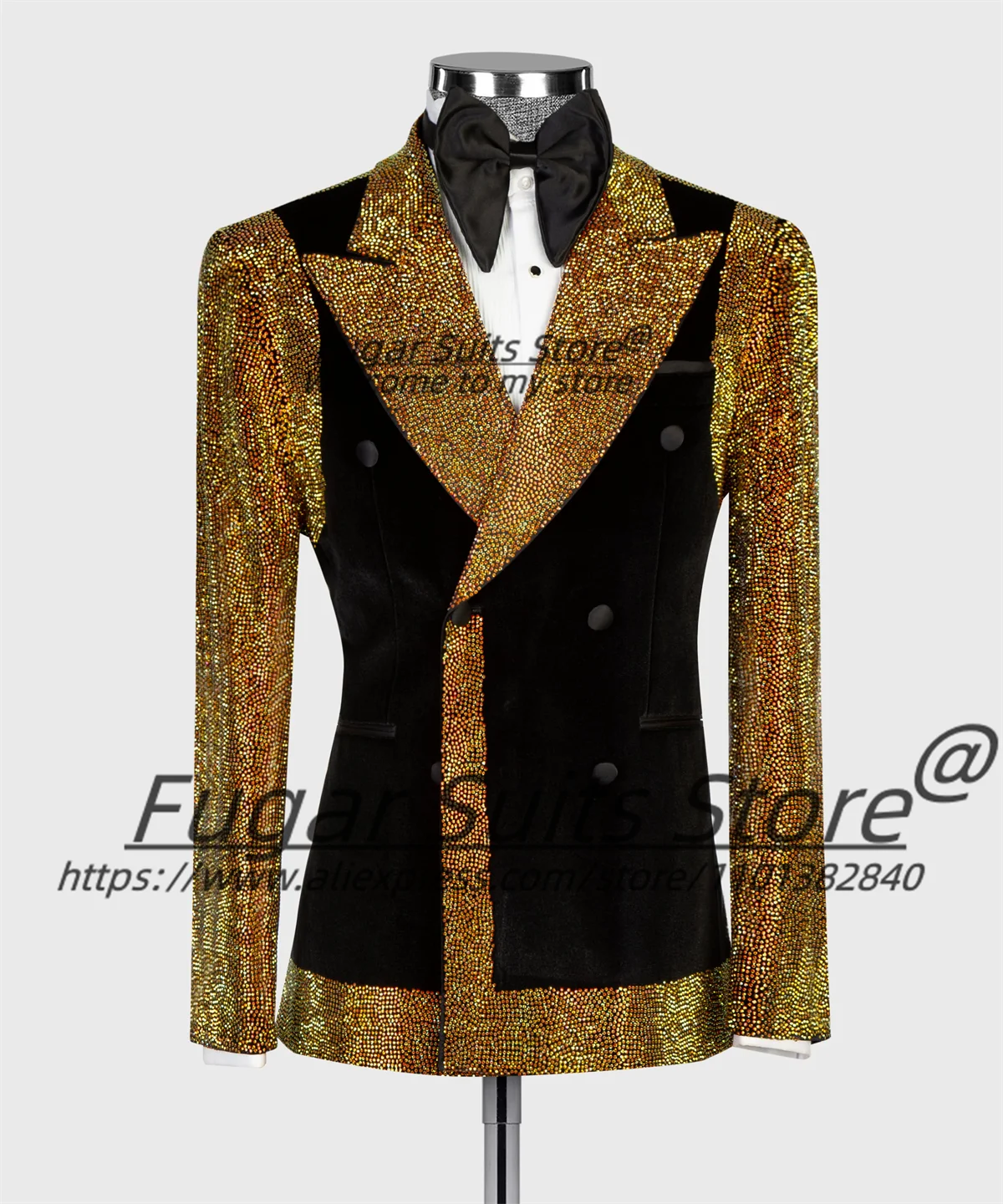 Gorgeous Sequins Graduation Ceremony Red Carpet Walk Show Men Suits Customized Slim Peak Lapel Groom Wedding Tuxedos Ropa Hombre
