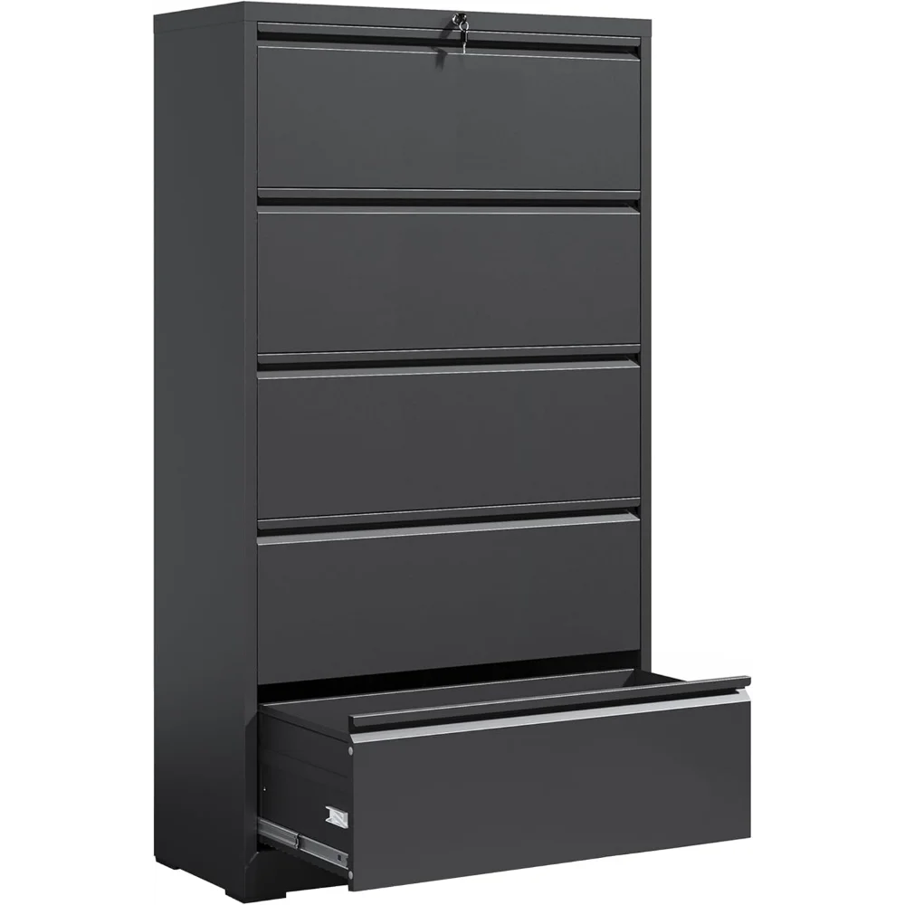 

Locking File Cabinet with 5 Drawer Heavy Duty Large Metal Filing Cabinet Home Office Lateral File Cabinets Wide Steel Cabinets