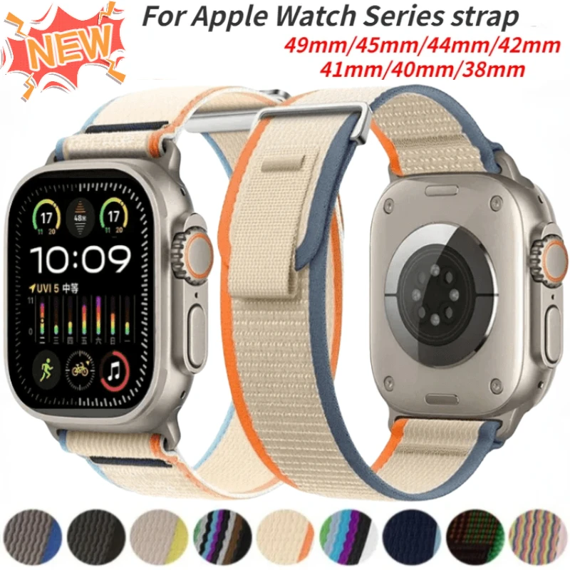 Trail Nylon Loop Strap For Apple Watch Series Ultra/2 49mm 10 42/46mm 9 8 7 45mm 41mm Band iWatch 6 5 4 3 SE 44mm 40mm 42mm Belt