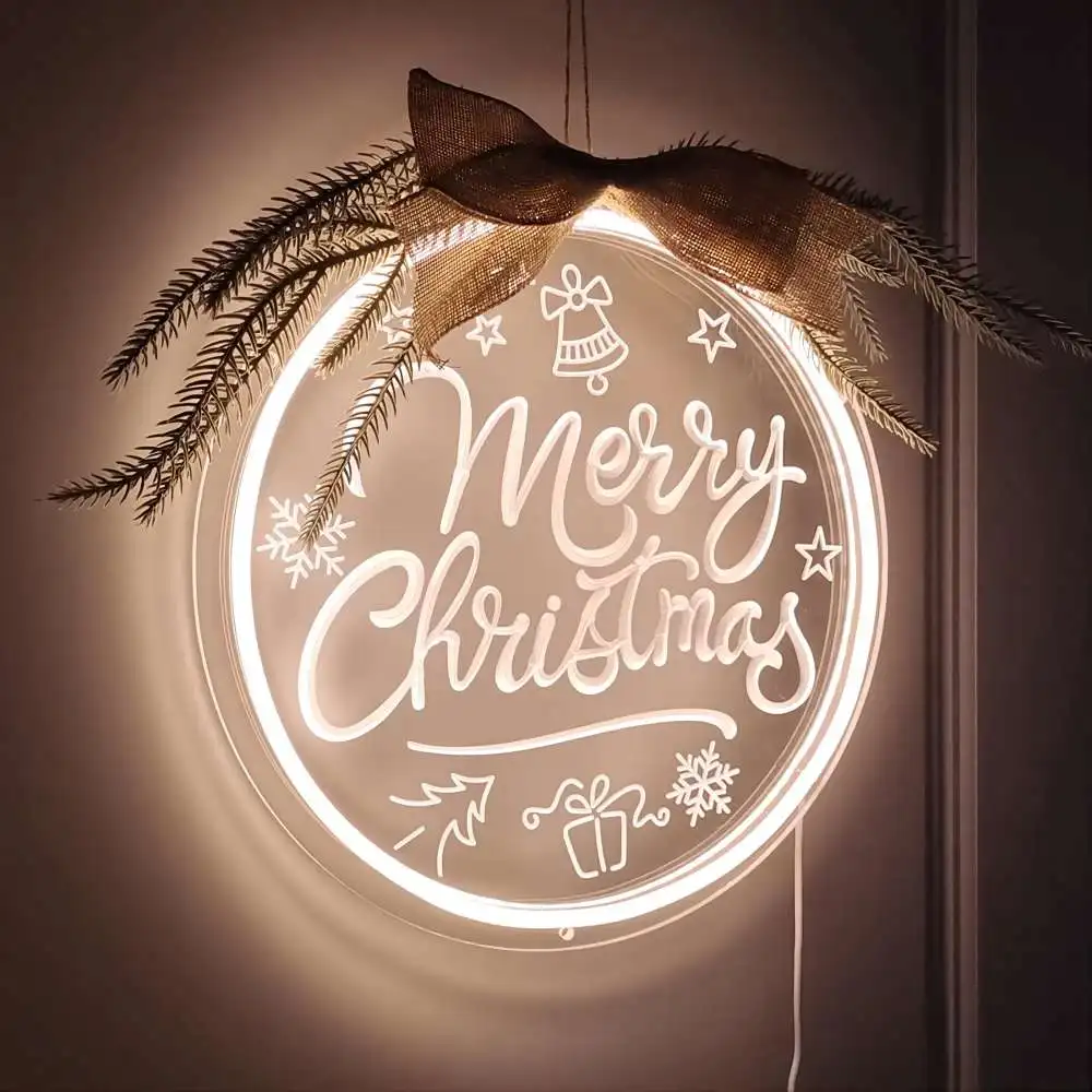 Merry Christmas Neon Sign Engrave Personlity LED Lights For Christmas Decorations Neon Light Wall Decoration Support Customized