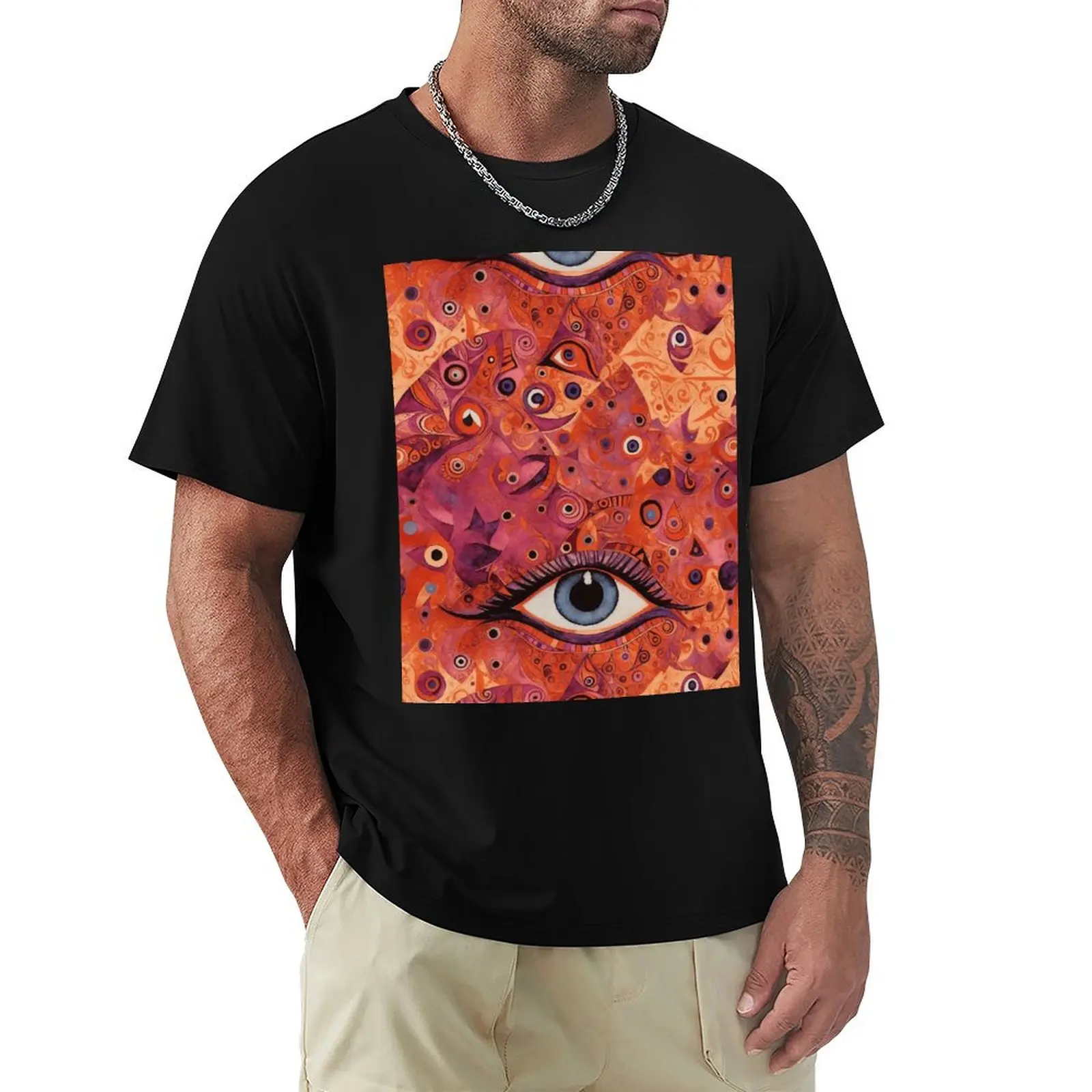 

Batik 6 - Evil Eye Batik Pattern - Orange and Red T-Shirt graphics graphic shirts custom shirt men t shirts high quality