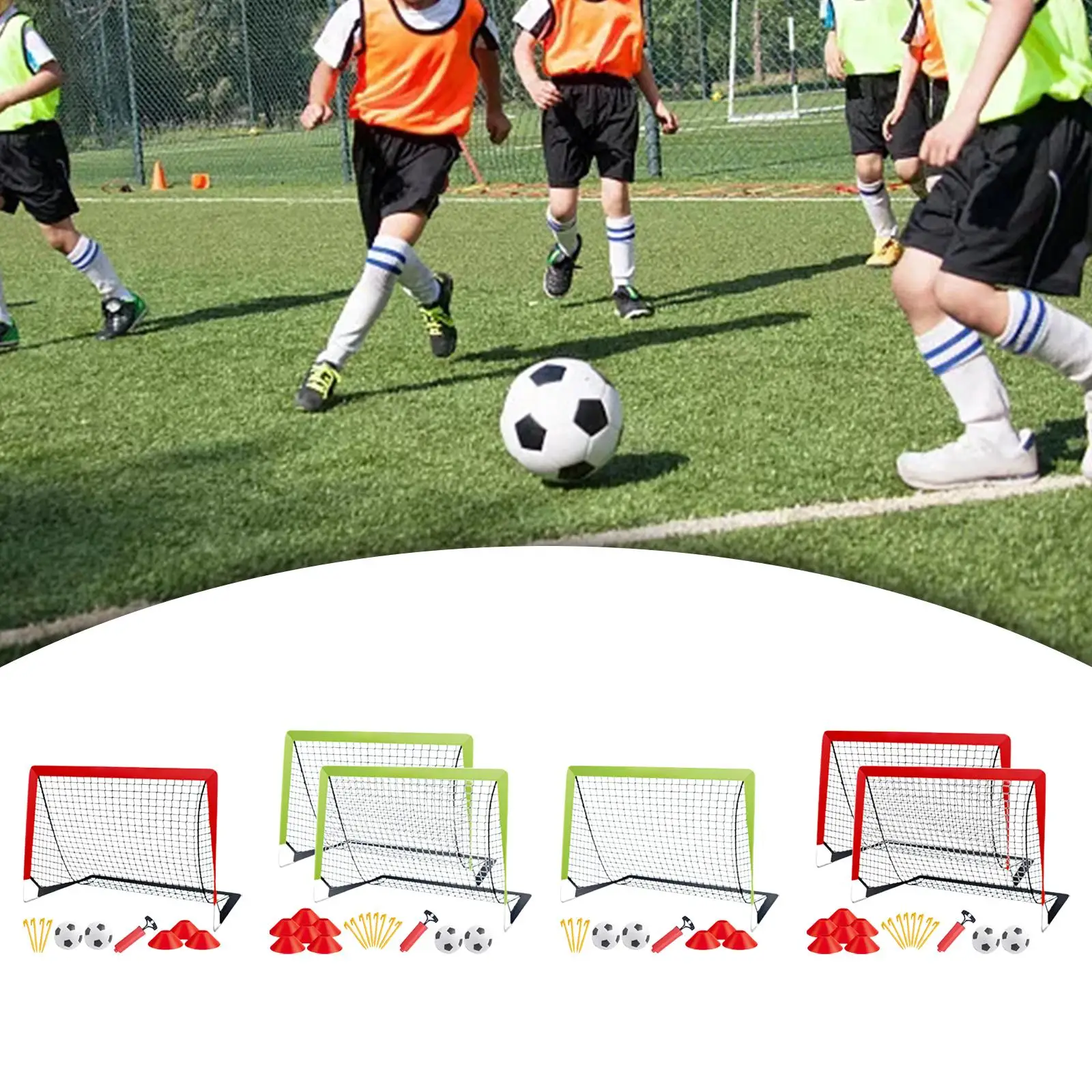 Redes de futebol portáteis para crianças, fácil desmontar, equipamento de treinamento com bola para esportes ao ar livre, playground e jardim