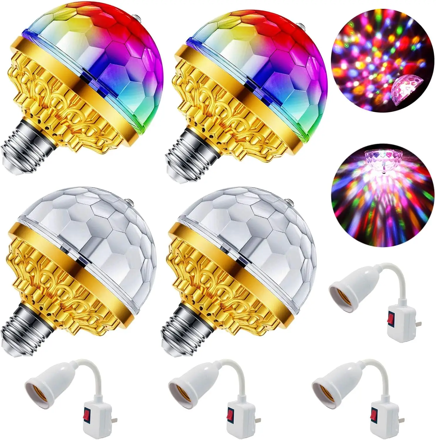 

4 Pack Colorful Magic Rotating Ball Light, LED Plug in Disco Ball Light, RGB Disco Light Bulb, Party