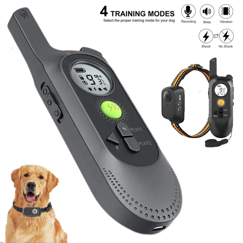 

Dog Training Collar with Remote Voice Commands Shock Collar for Large Dogs Vibration Waterproof Pet Dog Bark Stop Shock Collar