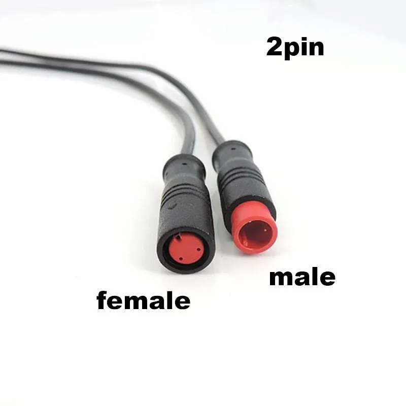 M8 2pin cable extension wire 2pin male female waterproof Connector 24awg 2A 28awg 0.8A for Electric Bicycle