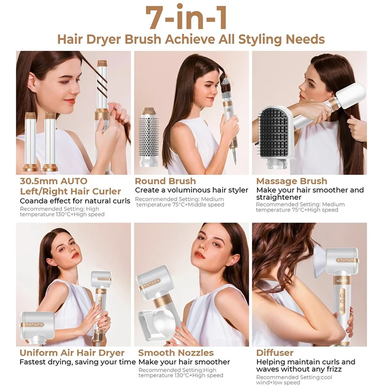 -September 7 In ONE Hair Dryer Brush,Powerful Blow Dryer Brush With Auto- Wrap Curler,Detachable Fast Tool,Hair Styling Tools