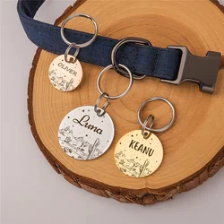 Personalized Cat Dog ID Tag Desert Stars with Cute Cactus Engraved Front and Back for Custom Pets Collar Anti-Lost Metal Charm