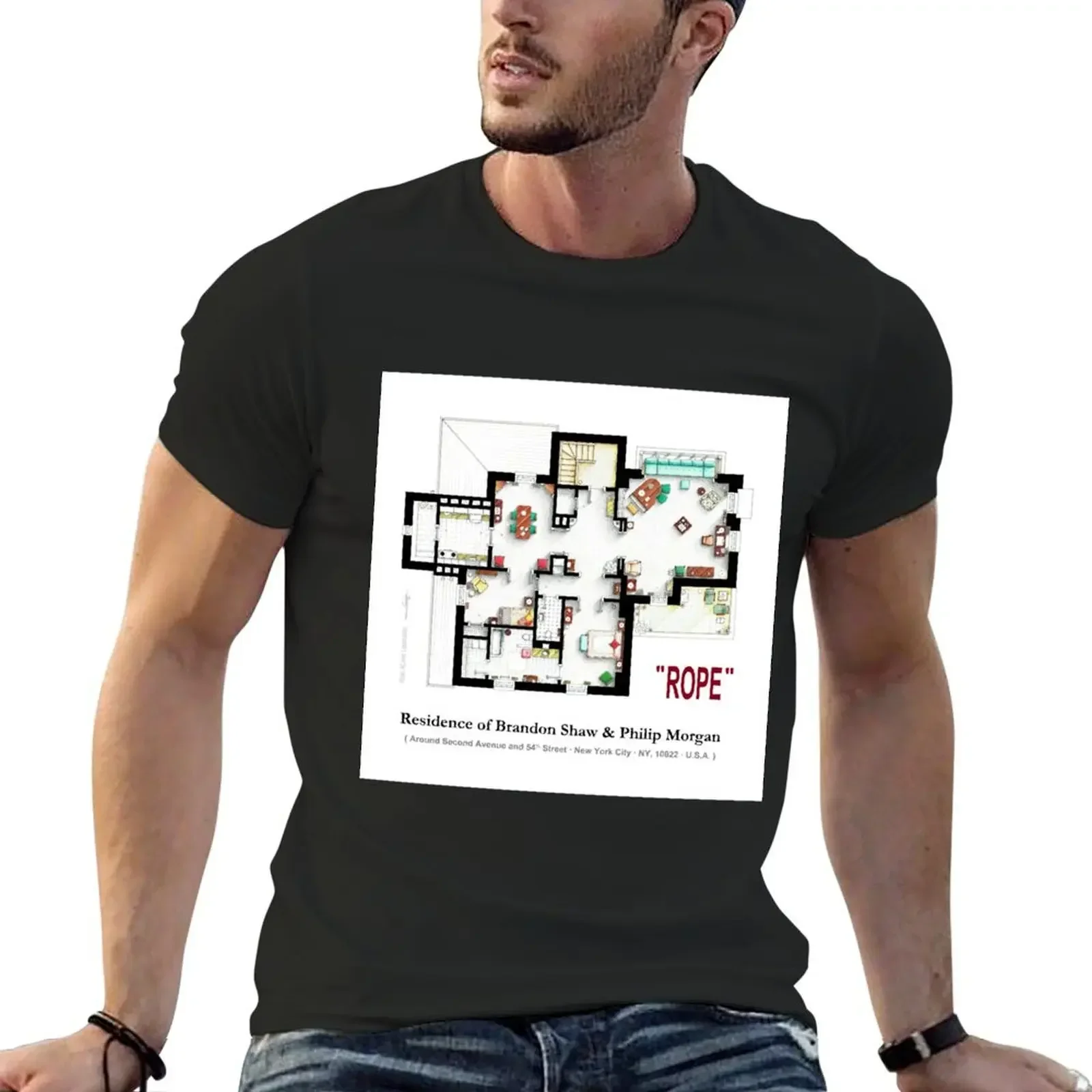 Floorplan of the apartment from Hitchock's ROPE T-Shirt blacks cheap stuff shirts graphic tees oversized t shirt men