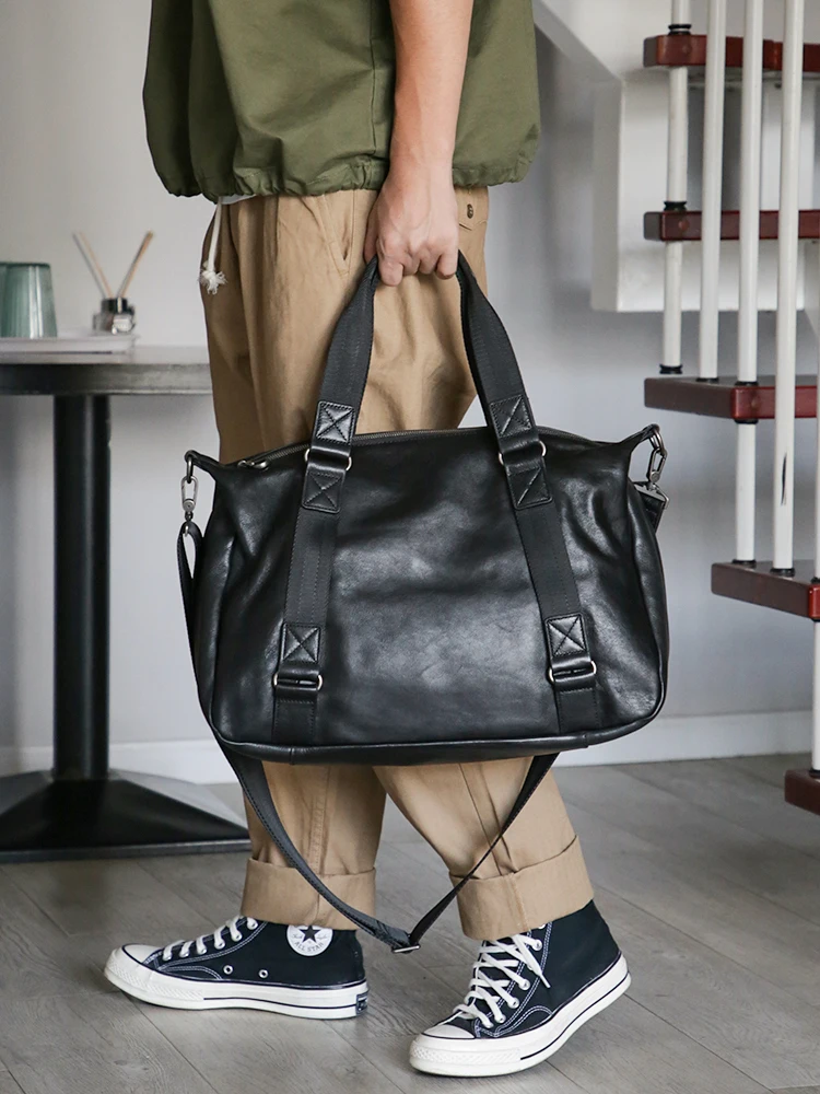 

2025 New Genuine Leather Men's Handbags 16 Inch Laptop Bag Shoulder Crossbody Briefcase Business Large Capacity Travel Bags