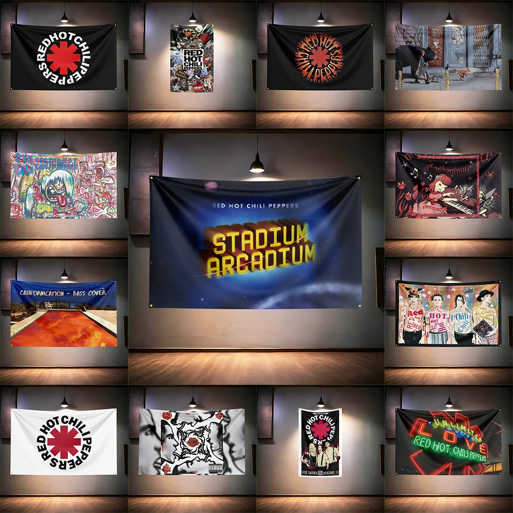 Bandera de Música Rock 3x5 pies para Fans de Red Hot Chili Peppers, Impresión HD, Ojales de Latón, Decoración de Pared para Garaje, Dormitorio, Sala de Estar, Residencia