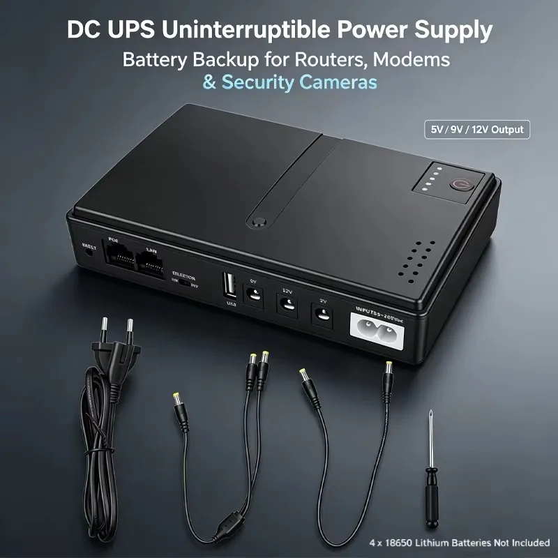 Reliable Backup Power Supply 18W Uninterruptible Power Supply UPS Battery Backup 5V 9V 12V Router Optical Cat Built-in Adapter