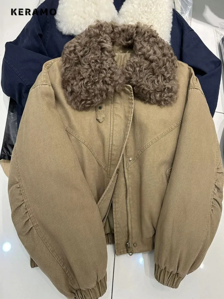 المرأة خمر الصوف المرقعة موضة معطف مرن 2025 الشتاء الإناث ريترو ستايل واحدة الصدر رفض طوق سترة #3