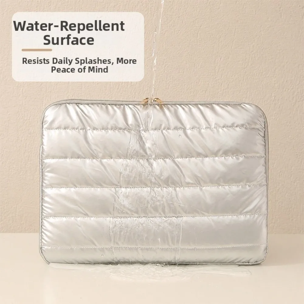 Nylon Quilted Computer Bag Water Resistant Shock Absorbing Laptop Sleeve Bag Quilted Padding Padded Laptop Sleeve Office Commute