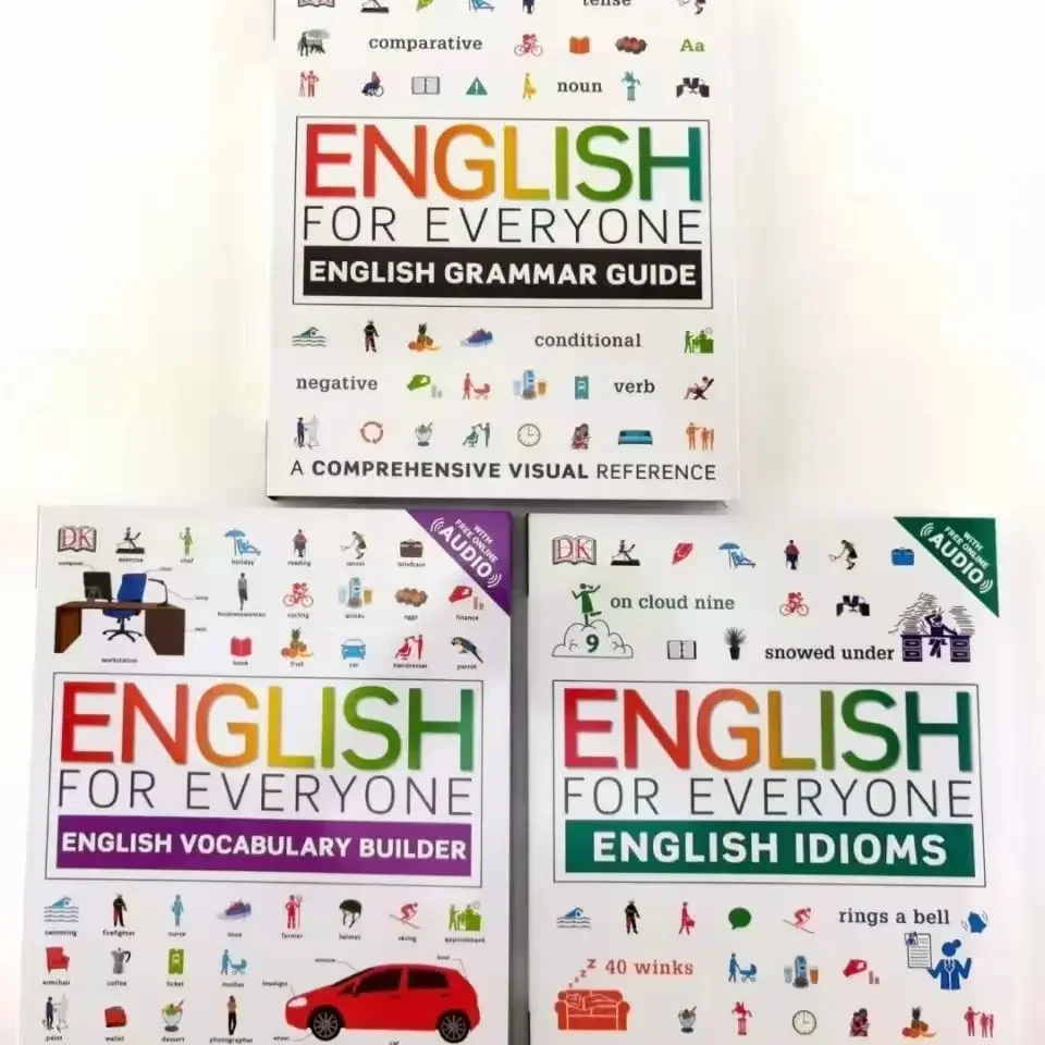 DK-libro de curso de inglés para todo el mundo, nivel 1 y 2, constructor de diafragma, leyendas, ejercicios de práctica, aprendizaje para niños, 3 libros