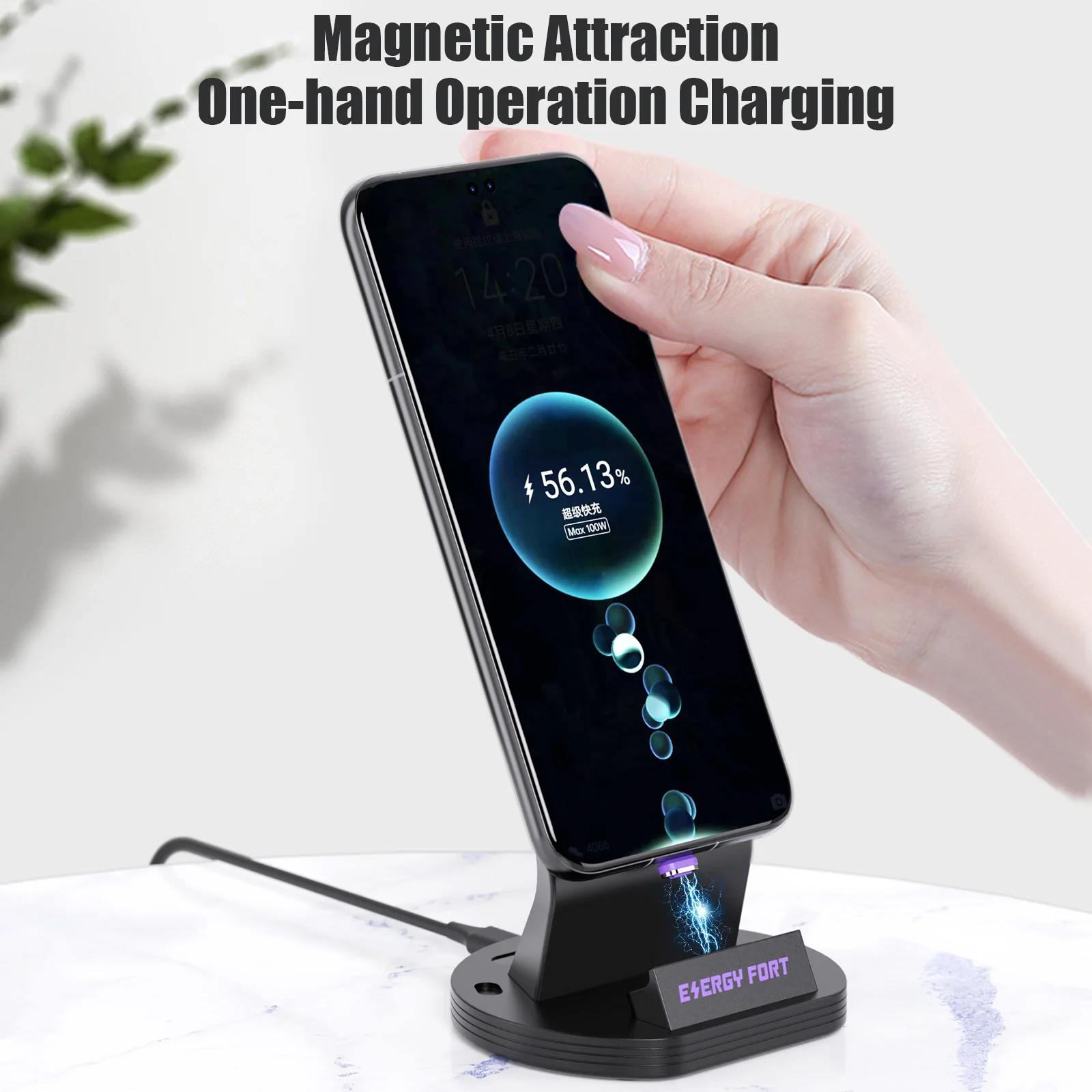 قاعدة شحن مغناطيسية سريعة مكتب محطة شحن الهاتف حامل شاحن الهاتف لسامسونج غالاكسي S24 الترا/S23 غالاكسي براعم 2/Pro