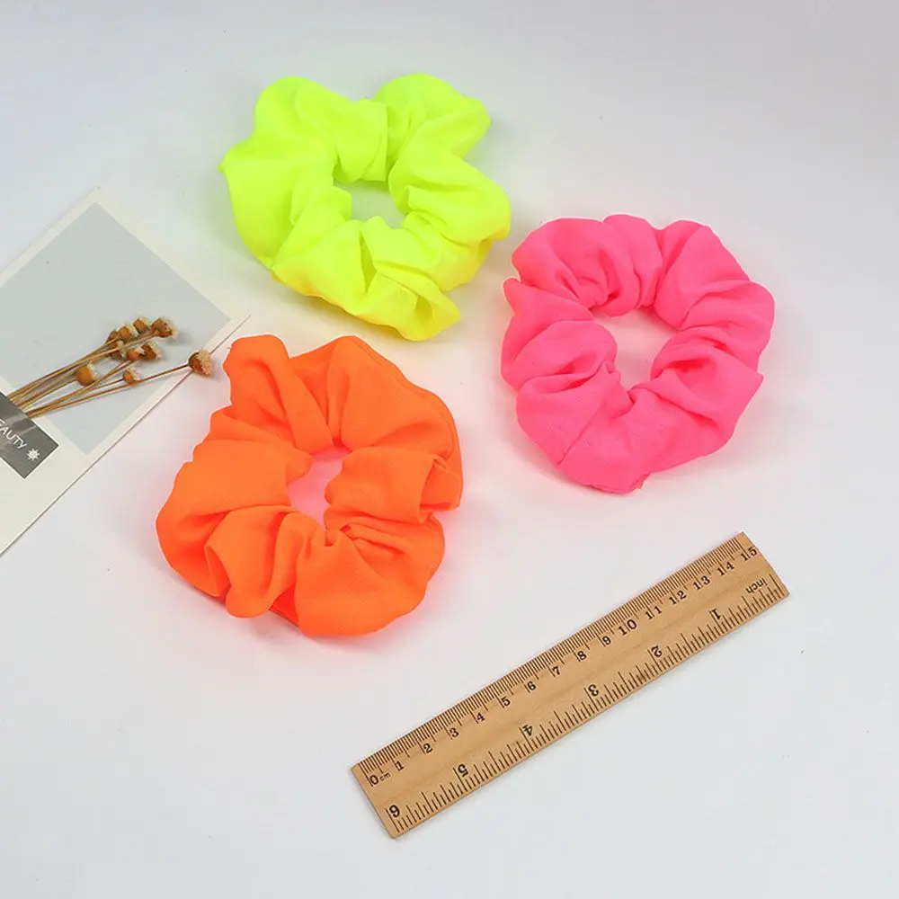 Neon Scrunchies Elastic Hair Ties Bright Colorful Ponytail Holders Pink Green Orange Candy Color Hair Rope Hair Accessories