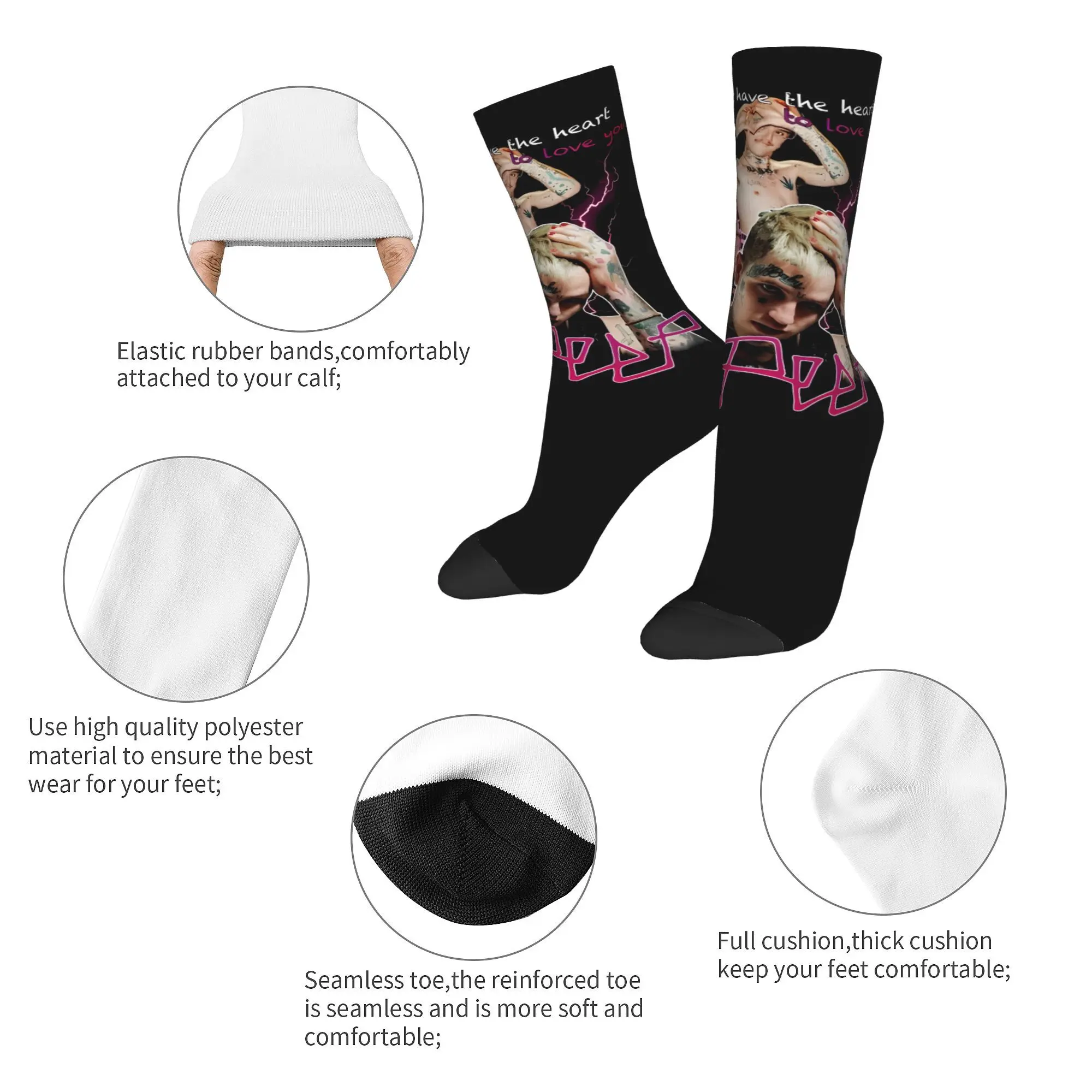 Casual Unisex Socks Lil Peep I Wish rapper singer  Accessories Soft  High Quality Socks All Season