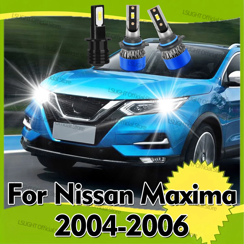 

2/6x LED Headlights 6000K White Fog Light Bulbs 12V For Nissan Maxima 2004 2005 2006 Auto Front Head Lamps 20000LM High Low Beam