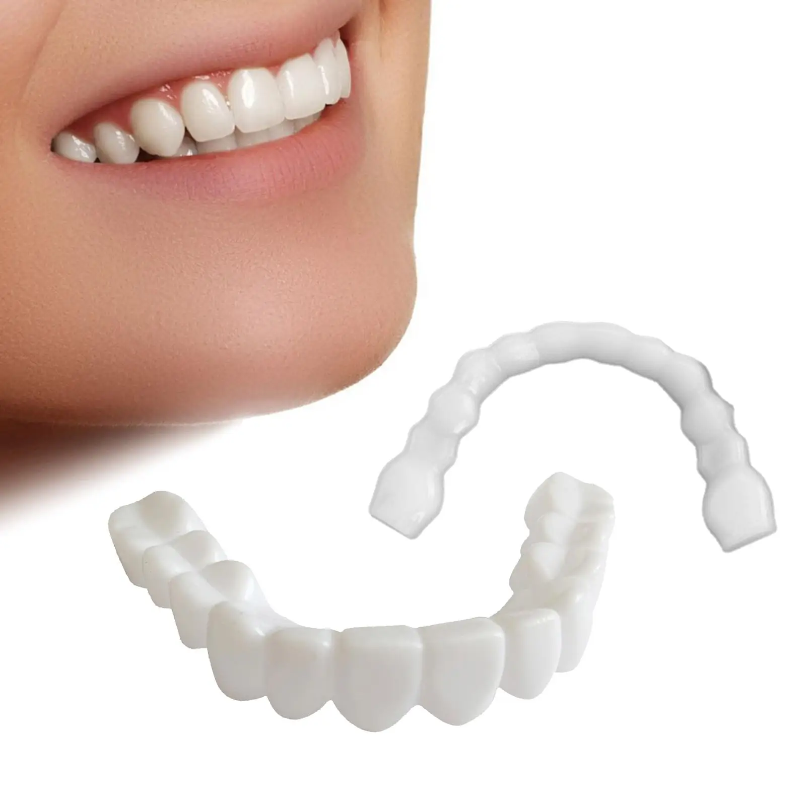 Fake Smiling Veneers Dentures Cosmetic Fake Tooth Cover Smiling White