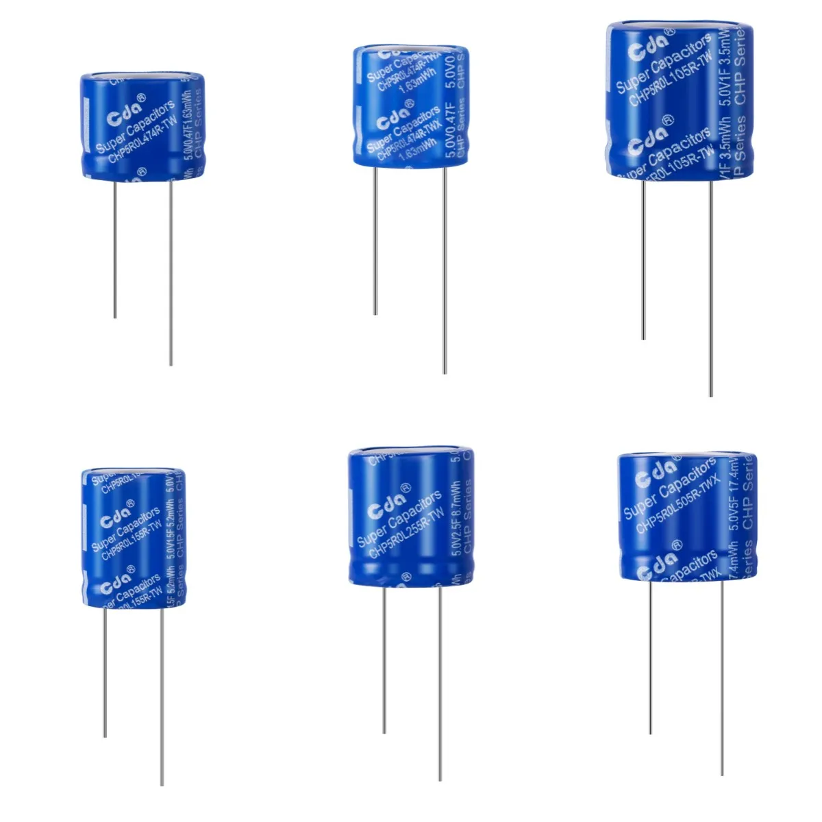 

CHP Super Capacitors CDA 5V 0.47F 1F 1.5F 2.5F 5F 7.5F Farrah SuperCapacitors Ultra Capacitor